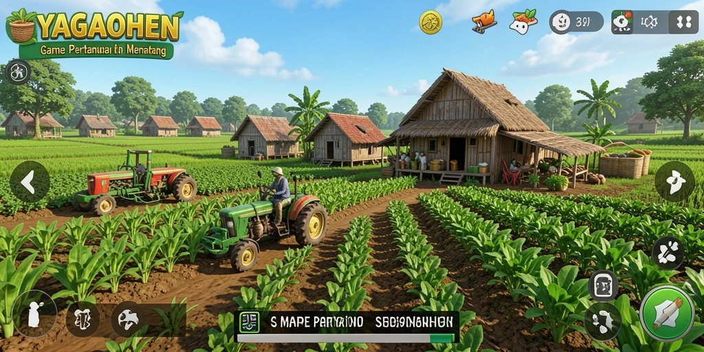 Tampilan gameplay YAGAOHEN dengan aktivitas bertani yang menarik.